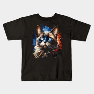 Patriotic Siamese Cat Kids T-Shirt